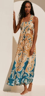 Celandine Anthropologie Floral Cutout Maxi Dress Boho Summer Resort Vacation,‎ L Photo 0