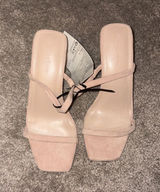 Minimalist Blush Strappy Square-Toe Heels 3 inch millennial pink size 8.5 new Photo 0