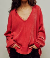 We The Free Buttercup Thermal In Talking Roses Oversized Shirt Sz M Photo 0