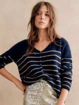 Sezane Women's Barry Cardigan Striped Navy Size XXS Photo 0