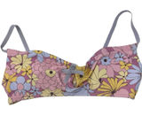 Aerie Bandeau Cut Out Bikini Top Dainty Bow Floral‎ Retro Purple Pink Size S Photo 0