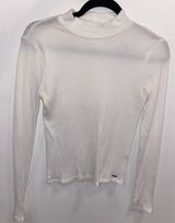 White Long Sleeve Mock Neck Shirt Photo 0