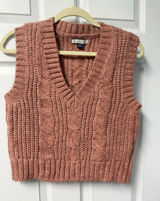 American Eagle Outfitters Dusty Rose Cable Knit V-Neck Sweater Vest Photo 0