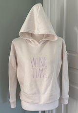 Rae Dunn Cream Hoodie Purple Sequins‎ Size XS Wine Time Photo 0