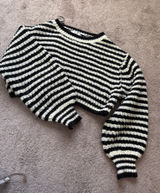 Grey Bandit Cropped Stripped Sweater Photo 0