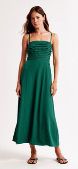 Abercrombie & Fitch Emerson Spaghetti Strap Chiffon Dress in Green Photo 0