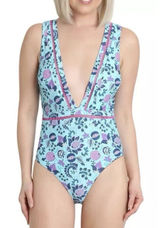 NWT Nanette Lepore Floral‎ Plunge One Piece Swimsuit Size 4 Photo 0