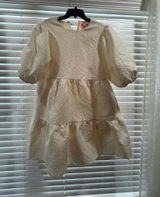 THML Cream Textured Tiered Puff-Sleeve Dress Photo 0