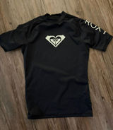 Roxy Whole Hearted SS Rash Guard - Black Medium 90s Y2K Photo 0