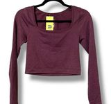 All In Motion size small pullover long sleeve tight fit cropped active top shiny Photo 0