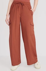 Old Navy Rust Orange StretchTech Quick Dry Wide Leg Cargo Pants Small Photo 0