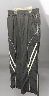 Y2K Grey Baggy Parachute Track Pants Womens M Wide Leg Piping Stripe Streetwear Photo 0