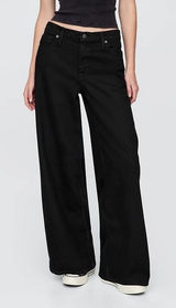 GAP Baggy Mid Rise Ultrasoft Denim Wide Leg Jeans Black Size 25 Photo 0
