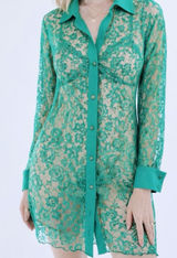 Victoria’s Secret Gold Label Teal Turquoise Lace Night Gown Intimate Size Small Photo 0