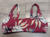 Roxy Womens Tropical Floral Scoop‎ Neck Bikini Top Berry Red Blue Size Small Photo 0