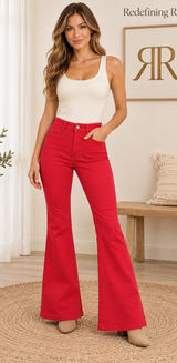 Gap 70s Flare High Rise Jeans Red Patch Pocket Stretch Denim 29/8 Regular NEW Photo 0