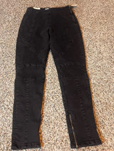 We The Free Bella Moto Mid Rise‎ Skinny Jeans Black Zipper Detail Size 27 Photo 0