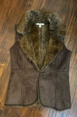 Fever London brown faux-suede and faux-fur Vest Size Medium Photo 0