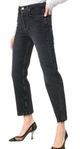 Re/Done Womens High-Rise Straight Leg Black Denim Jeans Size 29 Photo 0
