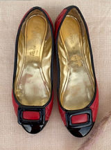 Marc Fisher Red& Black Leather Flats Photo 0