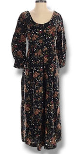 Vintage All That Jazz Dark Floral Rayon Cropped Jumpsuit 90s Grunge Romantic Photo 0