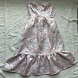 B. Right Coquette Pink Floral Lily Strapless Midi Dress Size Small Photo 0