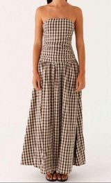 Boutique Brown checkered maxi Dress Photo 0