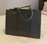 BEIS Work Tote Large Olive Croc Photo 0