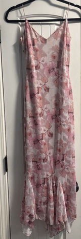 Windsor Maxi Dress Womens Medium Pink Floral Mesh Ruffle Hem Mermaid GLA1141 Photo 0