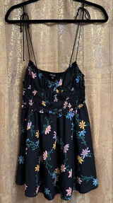 For Love & Lemons Lori Black Tie Straps Floral Spring Ultra Mini Dress Small Photo 0
