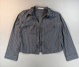 Abercrombie & Fitch Navy Pinstripe Tie Front Long Sleeve Top Womens Medium M Photo 0