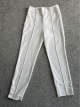 HM Womens White Pintuck Ankle Trousers Size 2 Slim Fit High Rise Dress Pants Photo 0