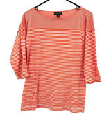 Lauren Jeans Co Size Medium‎ Shirt Red Pinstripe 3/4 Sleeve Casual Everyday LRL Photo 0