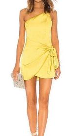 Lovers and Friends Karen Yellow One Shoulder Wrap Mini Dress Sz M Photo 0