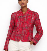 Molly & Maxx Red‎ Tapestry Jacket M Boho Festival Zip Up Ethnic Print Blazer Photo 0
