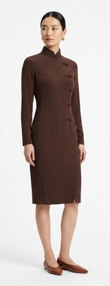 Dana Buchman Vintage Women Midi Dress Size 12 100% Silk Chinese Frog Closure Photo 0