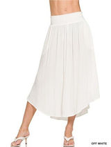 Zenana Woven Crinkle Smocked‎ Waist Maxi Skirt W Pockets - Off White Photo 0