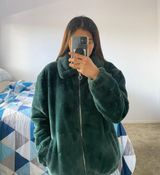 Hollister Green Jacket Faux Fur Photo 0