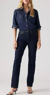 Levi's 26x28 Premium 501 Original Fit Women's Jeans Deep Breath - Dark Wash Photo 0