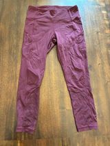 Lululemon Fast and Free Leggings 8 Crop 23" Burgundy Garnet Camo Mesh Photo 0