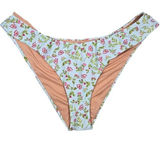 J Crew High Leg Cheeky Bikini Bottoms Floral Print Light‎ Blue Pink Size L Photo 0