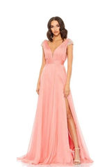 MAC DUGGAL Size 16 Coral Gown Wedding Formal Ball Gown Pleated Bodice Sequins Photo 0