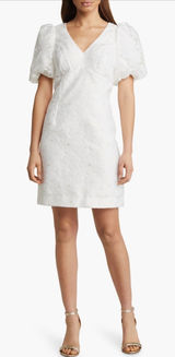 Lilly Pulitzer Citra Floral Embroidered Puff Sleeve Sheath Dress Women 00 White Photo 0