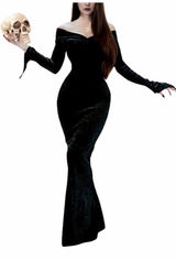 NEW Velvet Halloween Costume Off Shoulder Gothic Dress Adult Cosplay Dress S Photo 0