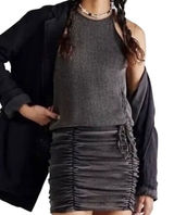 Free People FP One XS Katya Thermal Bodycon Mini Dress Brown Textured Ruched Photo 0