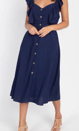 Story on button ruffles long dress Blue Size M Photo 0