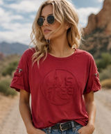 Lagos‎ Wine Red "Live Free" Three Dimensional Tee Artsy Grunge Novelty Rocker XL Photo 0