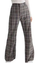 Free People Women's Plaid Wide Leg High Rise Trouser Pants Size 6 Boho Preppy‎ Photo 0