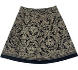 Robbie Bee Skirt 22W Plus Size Black Beige Damask Church Modest 100% Cotton Knee Photo 0