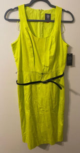 New NWT Vince Camuto Yellow Sulphur‎ Springs Belted A-Line Midi Dress Size 6 Photo 0